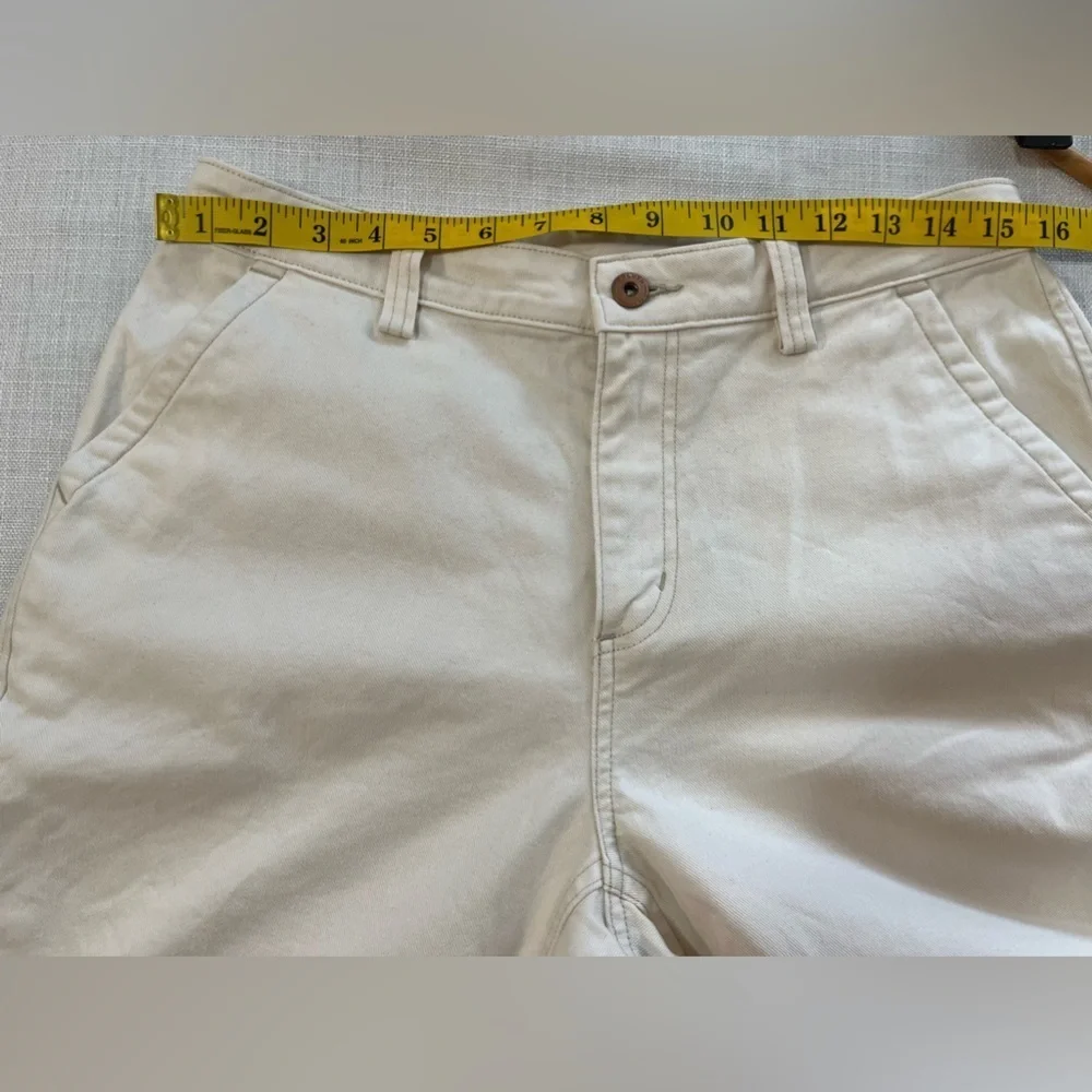 Duluth Trending Co Womens Ivory Wide Leg Baggy Cargo Pants Thick Cotton Sz 8